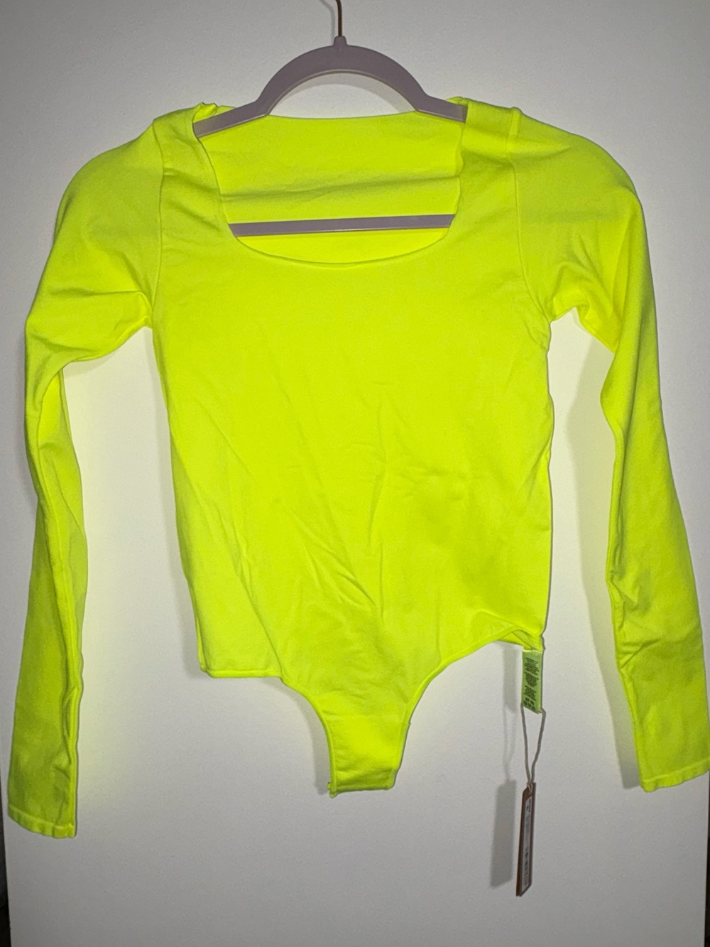 SKIMS Neon Yellow Long Sleeve Bodysuit